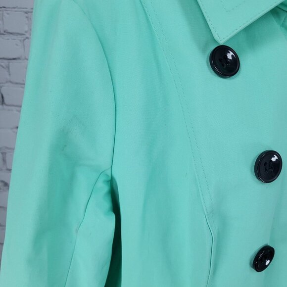 New York & Company Green Belted Double Breasted Trench Pea Coat Jacket Large L - Picture 7 of 16